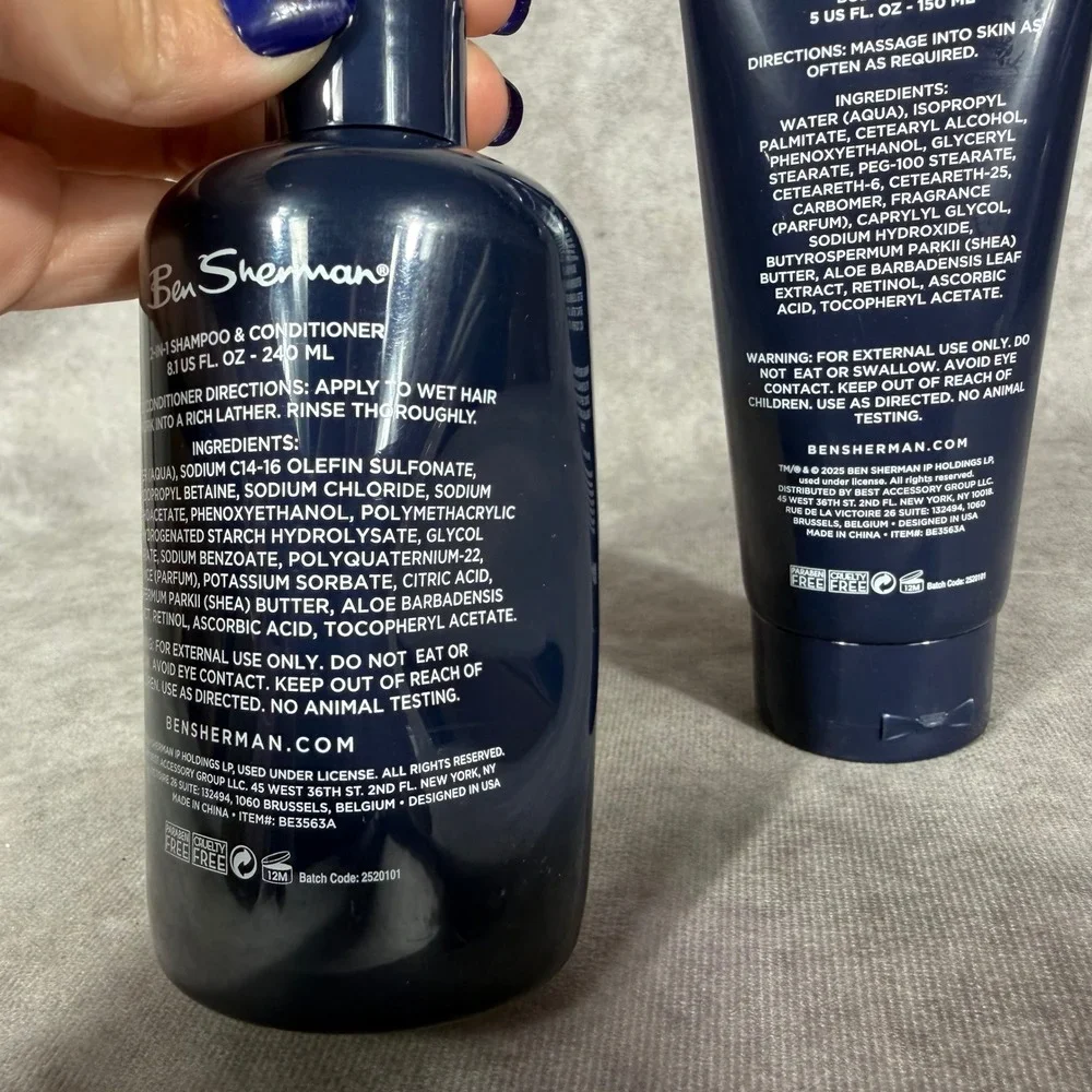 Ben Sherman Mens Cedarwood 2-in-1 Shampoo Conditioner &‎ Body Lotion Set NEW